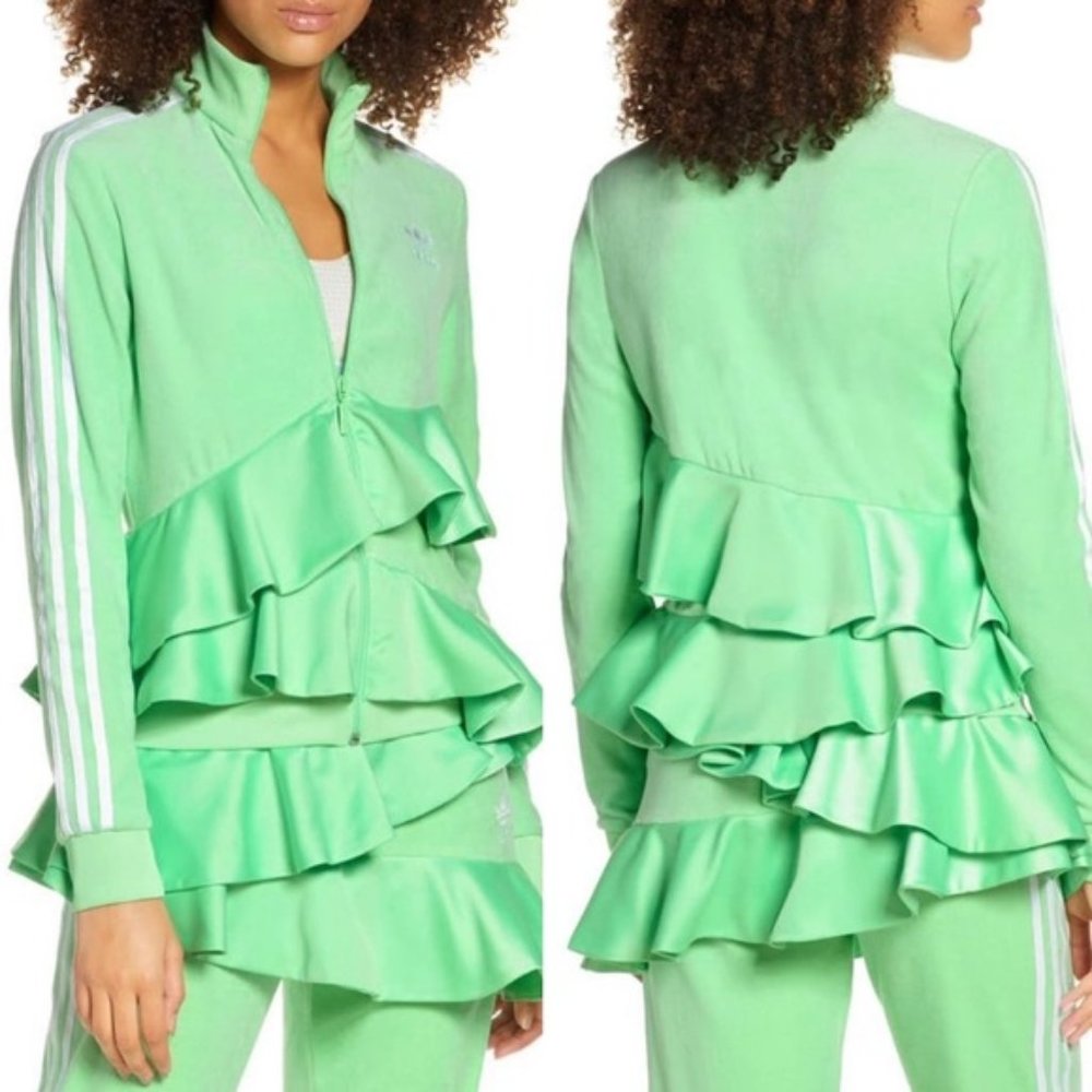 adidas x J KOO Mint Green Ruffle Track Athletic Jacket Sz S
